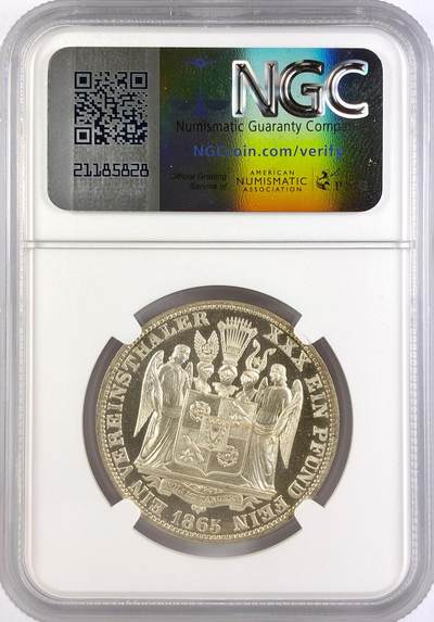 Germany 绍姆堡-利珀 1泰勒 1865年 NGC-PF65Cameo