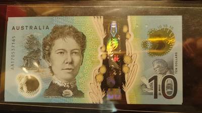 世界钱币～微拍第217期暨2025年第57期  近日新到货品少量 以及老库存一些 - 2017年澳大利亚10元 首发AA冠全新绝品无4尾号165