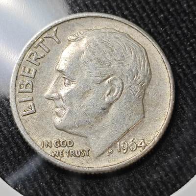 KK钱币收藏小铺 （套币 好品/批量散币 银币）专场  2月预留时间 周末发货 -    1964美国10分银币