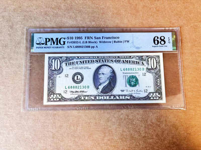 【Blue Auction】世界纸币精拍第756期——18级TOP拍卖/信誉/品质/专业/高效💫 - 【无47】美国 1995年10美金 PMG68EPQ 高分