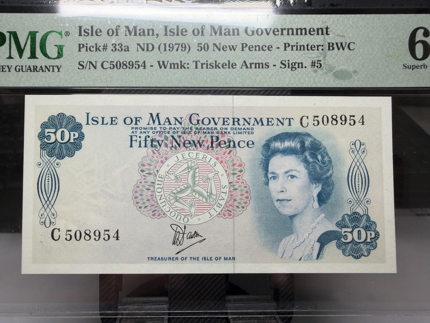 2025年集古藏今外币拍卖第十期-第10场—（总第290拍-纸币专场），本期拍完结算一次，发货时间2-3天，休息几天后继续新的一期拍卖。 PMG67E1979年马恩岛50便士