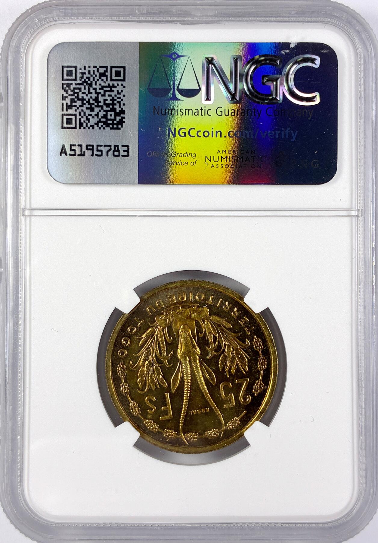 【雨安】【直播拍卖】【世界币章117期-评级币】2025-11-29 周六 19:30 保真 [评级样币] Togo 多哥 10法郎 1956年 样币  NGC-MS66