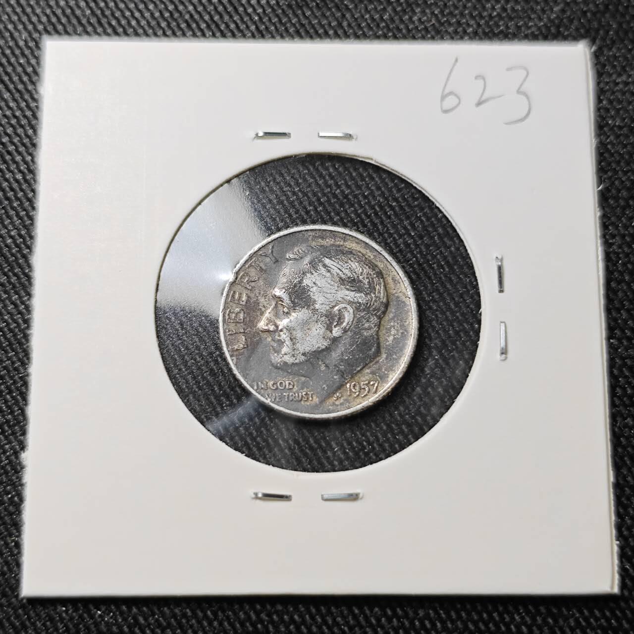 KK钱币收藏小铺 （套币 好品/批量散币 银币）专场  2月预留时间 周末发货    1957美国10分银币