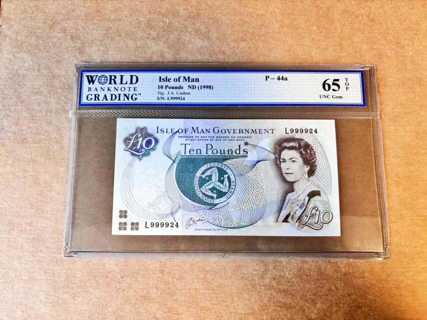 【Blue Auction】世界纸币精拍第756期——18级TOP拍卖/信誉/品质/专业/高效💫 马恩岛 1998年10镑 女王 WBG65EPQ严评