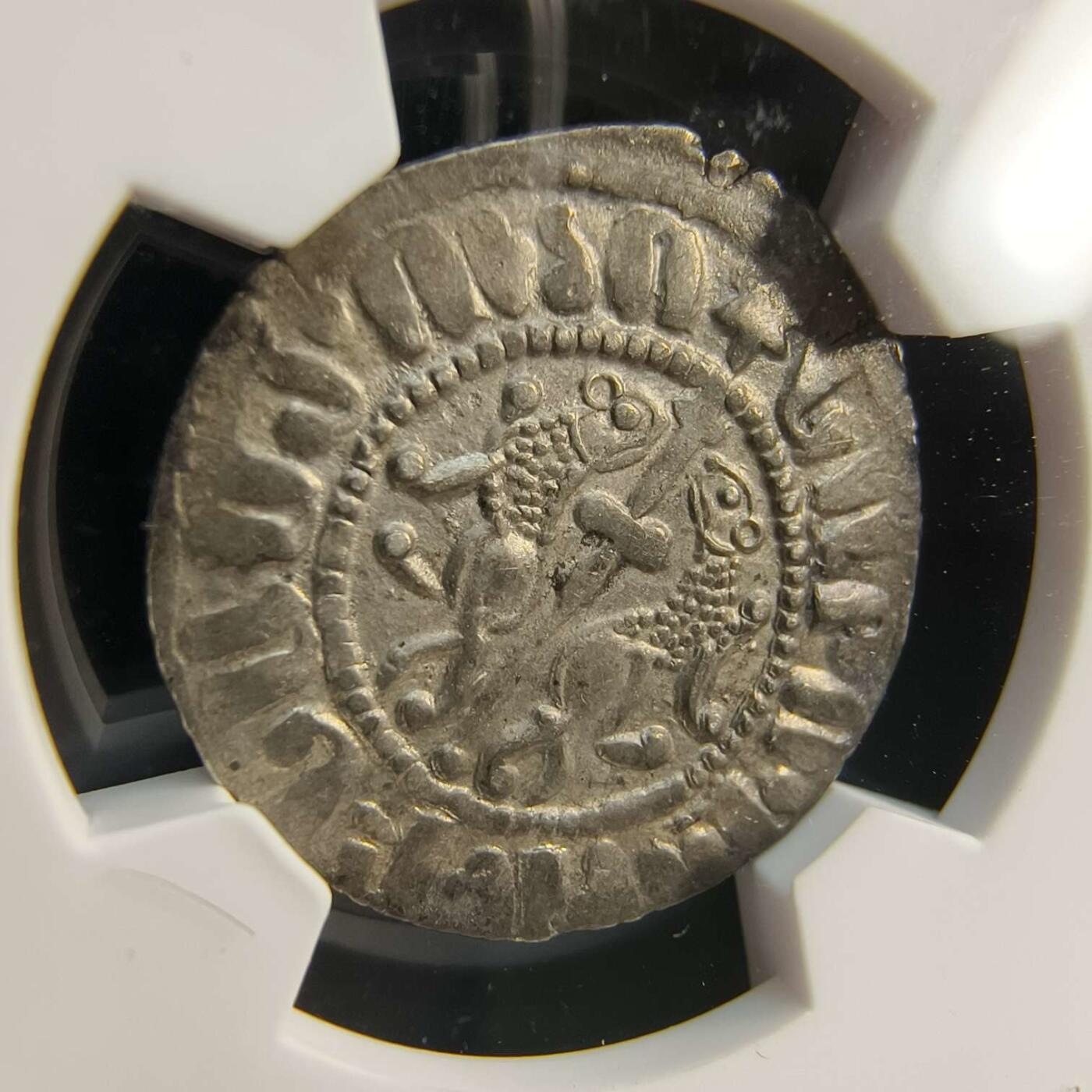 七河·世界钱币杂件水晶矿标小拍（总第29期） （38）k572 奇里乞亚亚美尼亚王国 莱翁一世银币  华夏评级AU55