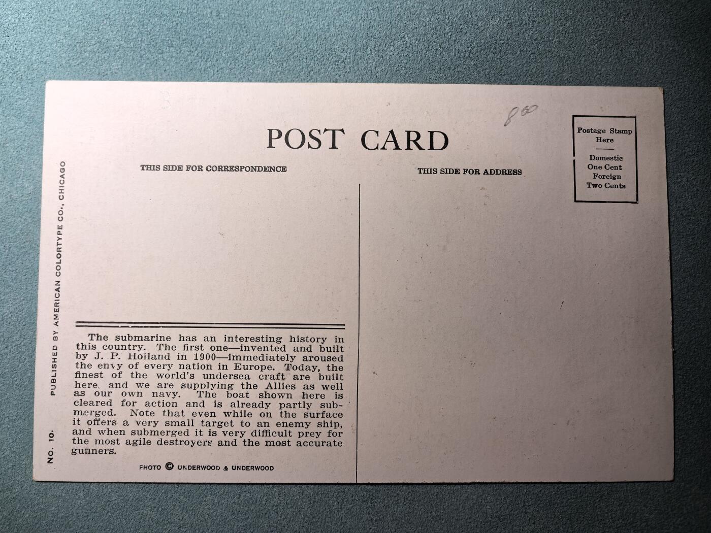 盛世勋华——号角文化勋章邮票专场拍卖第290期 美国二战时期军舰专题明信片 航行中的潜艇