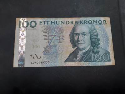 博彦收藏   12月3日 8点 钱币专场 - 瑞典 旧版100克朗 UNC直板 但比较黄 