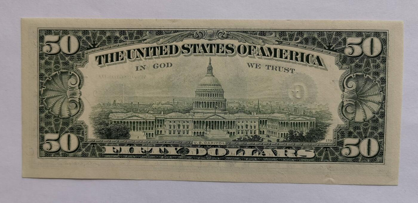 美国1990年50元全新品