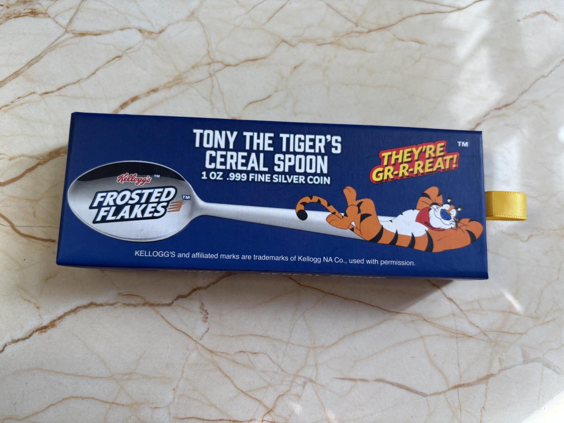 第183期拍卖 乍得2024年Kellogg吉祥物老虎托尼勺子形纪念银币，999银，1盎司，有掉色