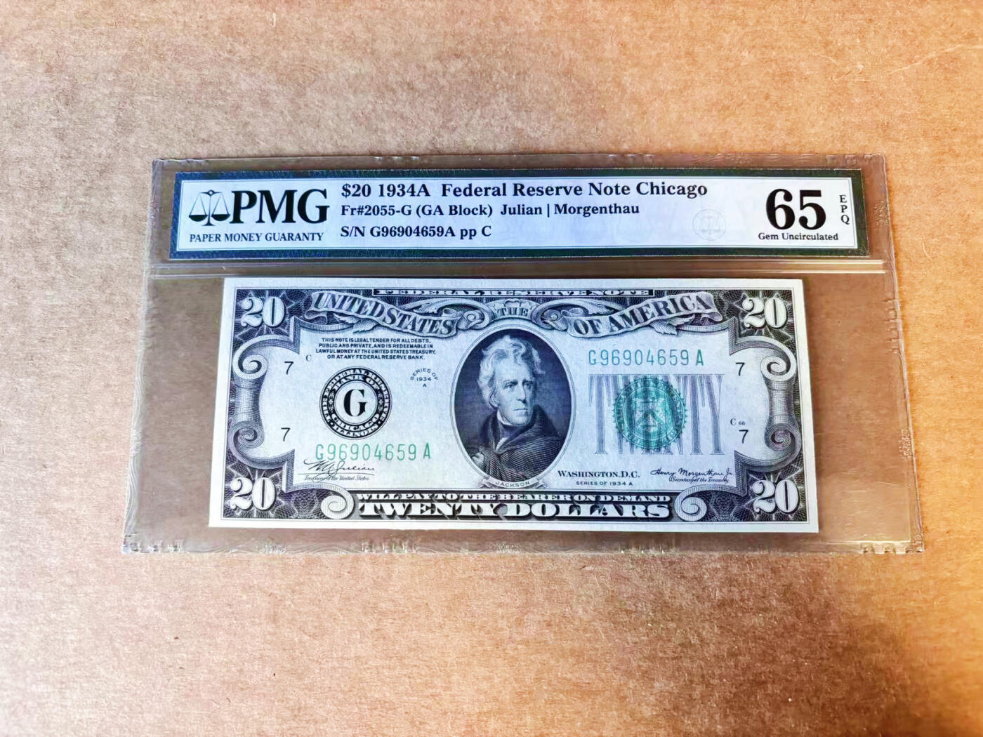 【Blue Auction】世界纸币精拍第756期——18级TOP拍卖/信誉/品质/专业/高效💫 美国 1934A 20美金 PMG65EPQ 老壳
