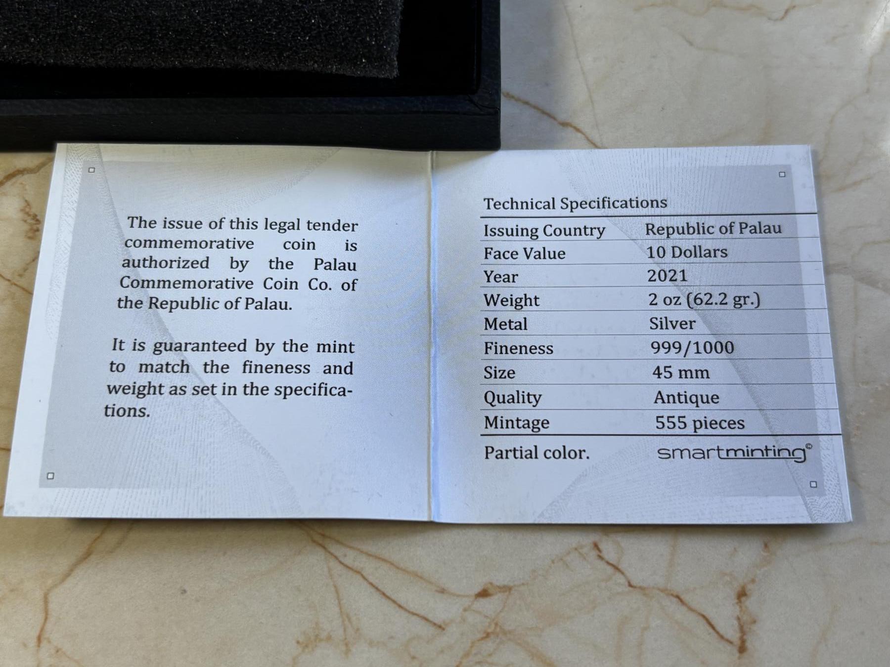 第183期拍卖 获奖帕劳2021失落的文明系列1古巴比伦仿古纪念银币，999银，2盎司， 获得钱币之星年度银币大奖第二名