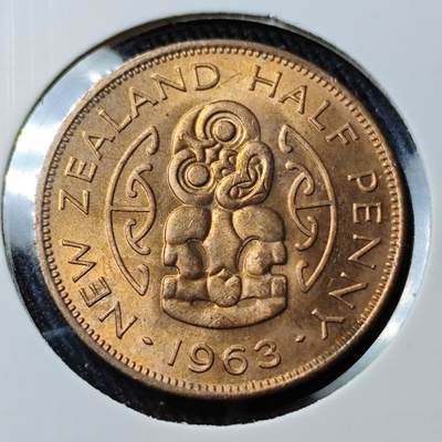 KK钱币收藏小铺 （套币 好品/批量散币 银币）专场  2月预留时间 周末发货 -  1963新西兰半便士铜币 好品