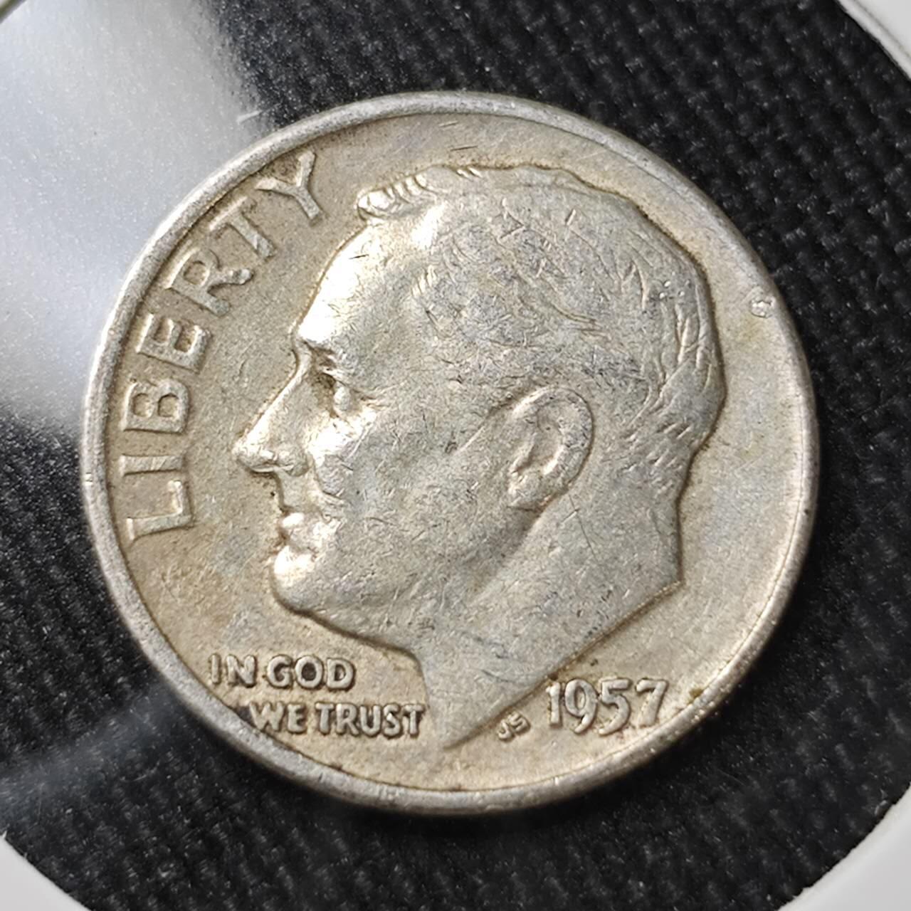 KK钱币收藏小铺 （套币 好品/批量散币 银币）专场  2月预留时间 周末发货    1957美国10分银币