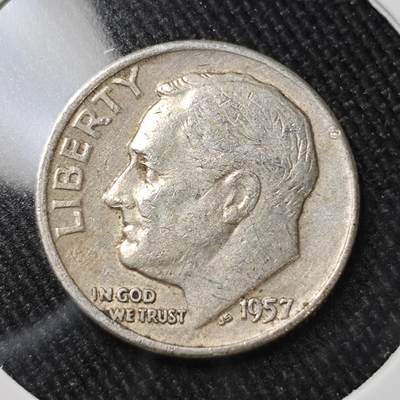 KK钱币收藏小铺 （套币 好品/批量散币 银币）专场  2月预留时间 周末发货 -    1957美国10分银币