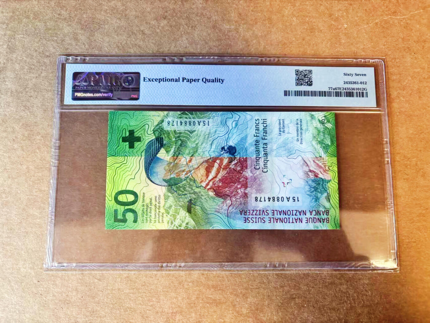【Blue Auction】世界纸币精拍第756期——18级TOP拍卖/信誉/品质/专业/高效💫 【A冠 获奖钞】瑞士 2015年50法郎 PMG67EPQ 
