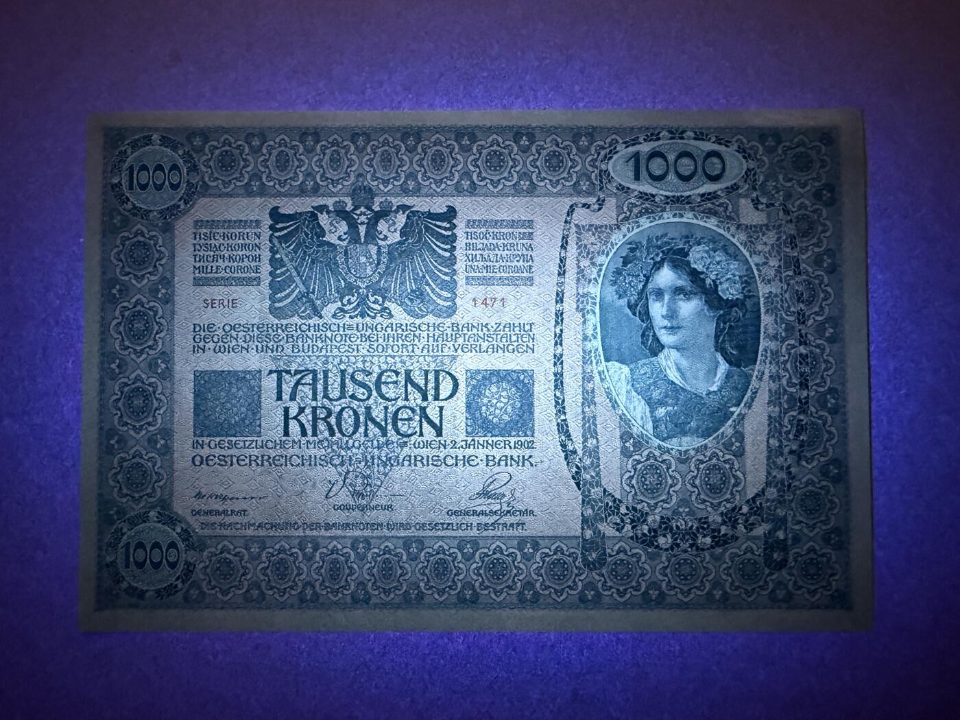 《艾美收藏》第222期-11.30周日外币畅拍 奥匈帝国1000克朗 UNC 1919年 百年历史大票幅 茜茜公主