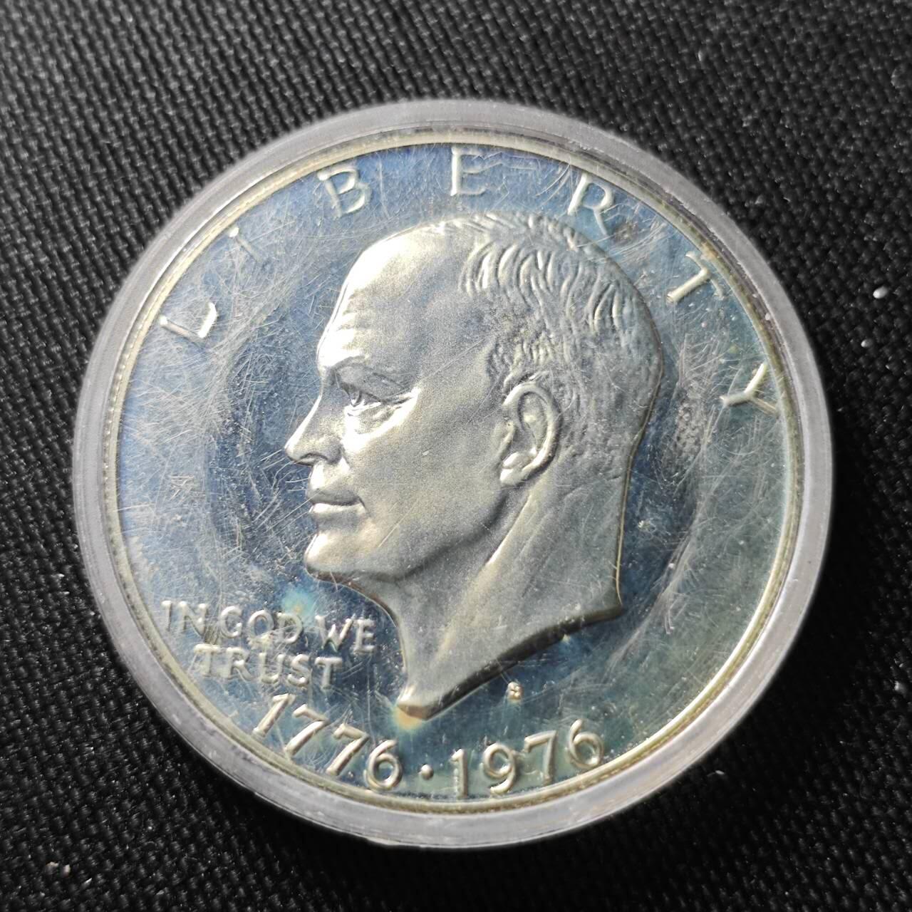 KK钱币收藏小铺 （套币 好品/批量散币 银币）专场  2月预留时间 周末发货  1976美国艾克大一元精制纪念银币