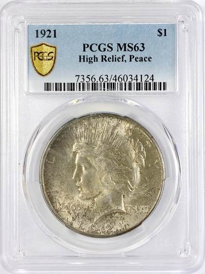 【雨安】【直播拍卖】【世界币章117期-评级币】2025-11-29 周六 19:30 保真 - [评级美洲] USA 美国 1美元 和平鸽 1921年 高浮雕  PCGS-MS63 经典品种