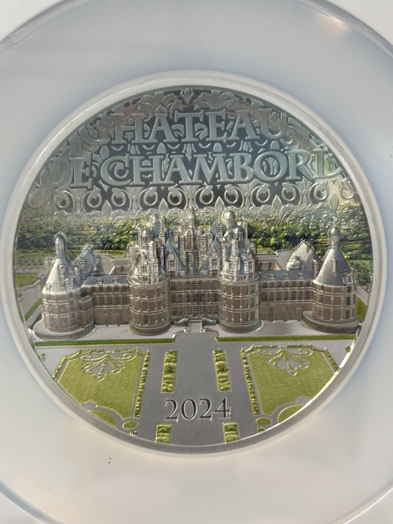 第183期拍卖 库克2024年法国香宾城堡5盎司彩银币NGC-PF70首期无盒无证书，9999银，发行500枚