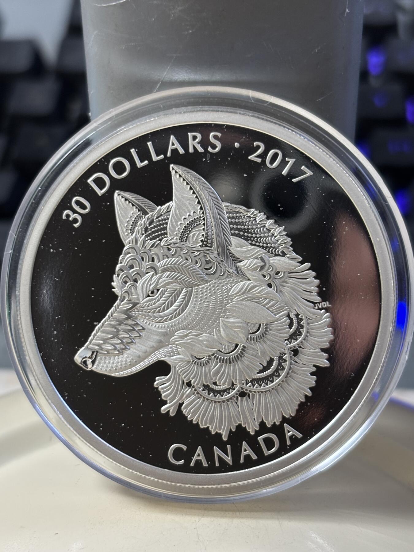 第183期拍卖 加拿大2017年禅绕艺术系列1大灰狼2盎司纪念银币，9999银，发行4000枚