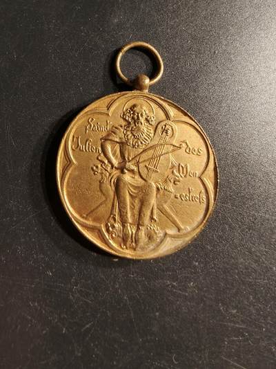 老王徽章第166期 - 法国游吟诗人圣朱利安·德·梅内斯特里耶铜奖章     直径36mm.    重量20g