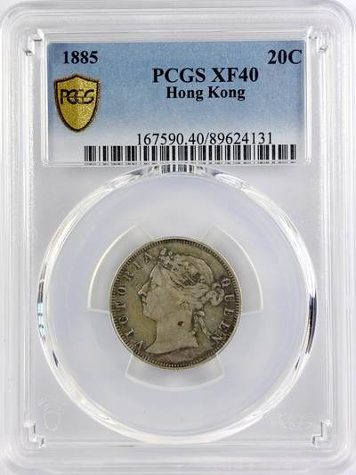 【雨安】【直播拍卖】【世界币章117期-评级币】2025-11-29 周六 19:30 保真 - [中国香港] 香港 2毫 1885年 维多利亚 贰毫  PCGS-XF40