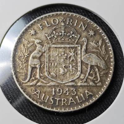 KK钱币收藏小铺 （套币 好品/批量散币 银币）专场  2月预留时间 周末发货 -  1943澳大利亚乔六1弗洛林银币 925高银