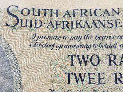 11月30号晚上8点 外国纸币自动截拍第66场 - 英文版 南非2原票美品