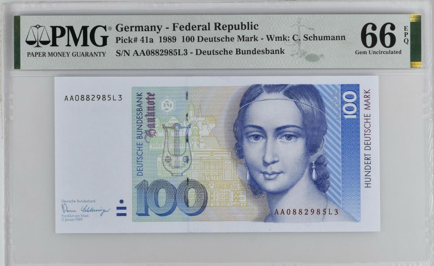 【礼羽收藏】🌏世界钱币拍卖第114期 1989年德国100马克 克拉拉 AA冠 无47
