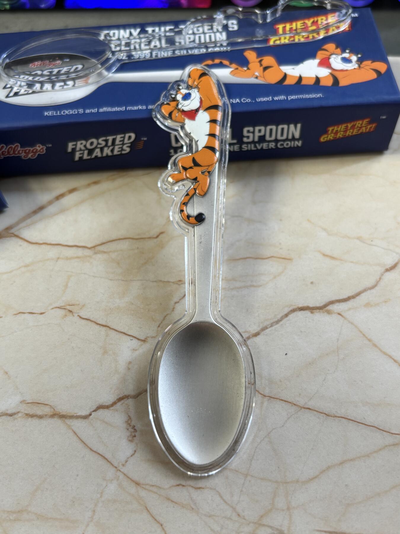 第183期拍卖 乍得2024年Kellogg吉祥物老虎托尼勺子形纪念银币，999银，1盎司，有掉色