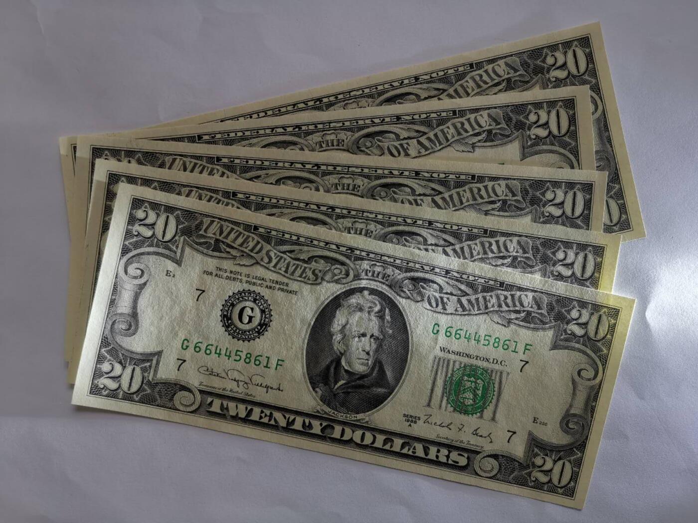 美国1988年29元5连号全新品