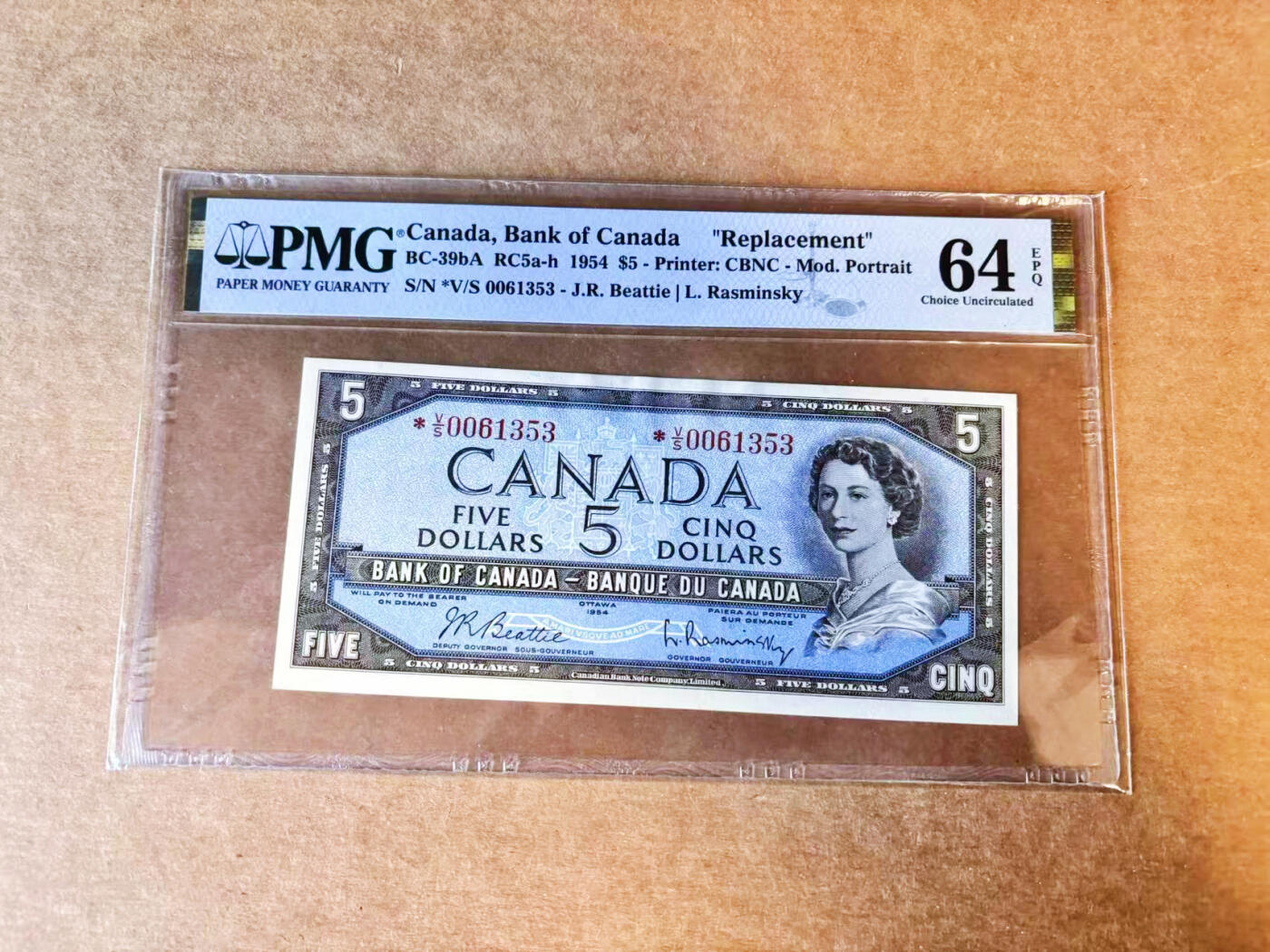 【Blue Auction】世界纸币精拍第756期——18级TOP拍卖/信誉/品质/专业/高效💫 【补号无47】加拿大 1954年5元 水獭瀑布 女王 PMG64EPQ 