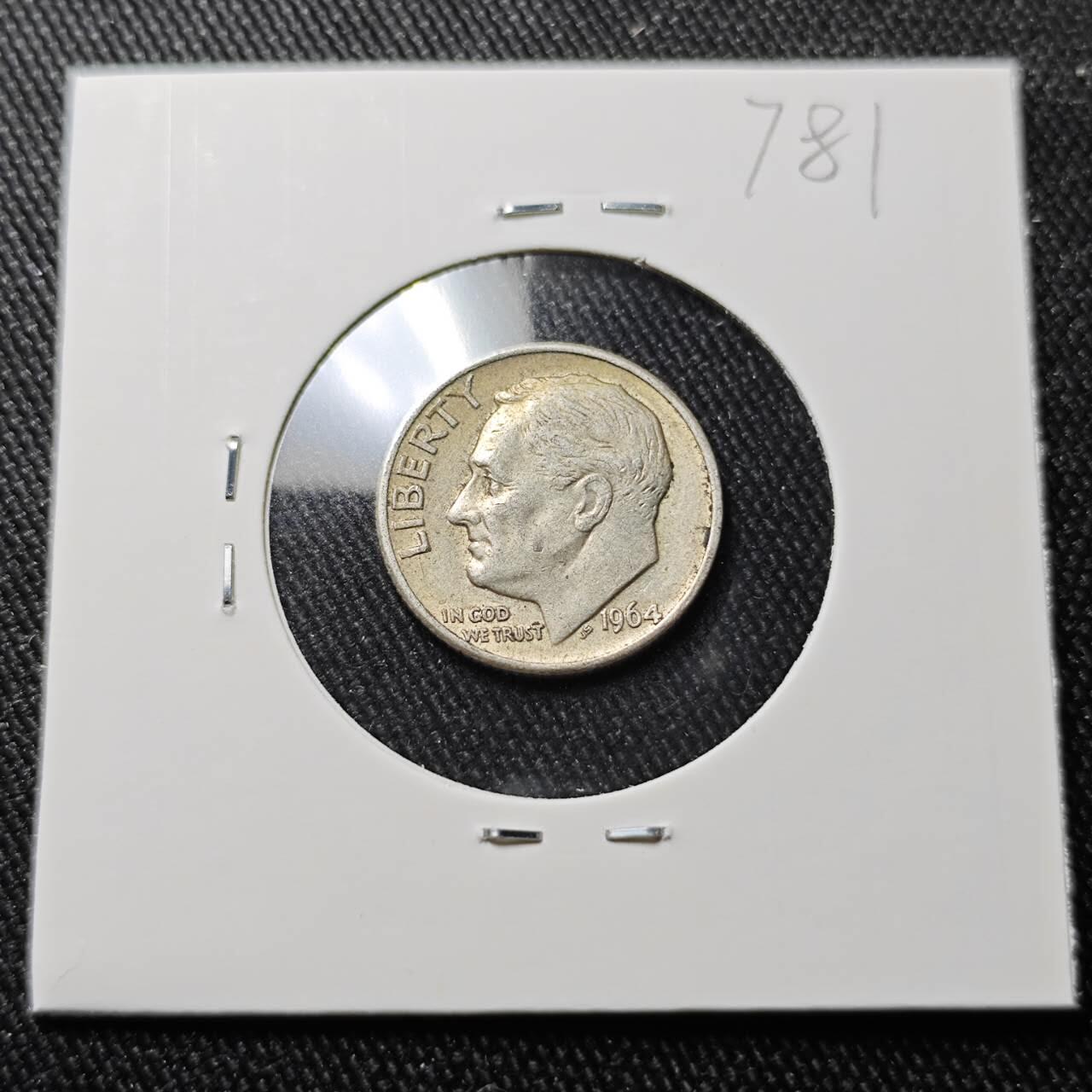 KK钱币收藏小铺 （套币 好品/批量散币 银币）专场  2月预留时间 周末发货   1964美国10分银币