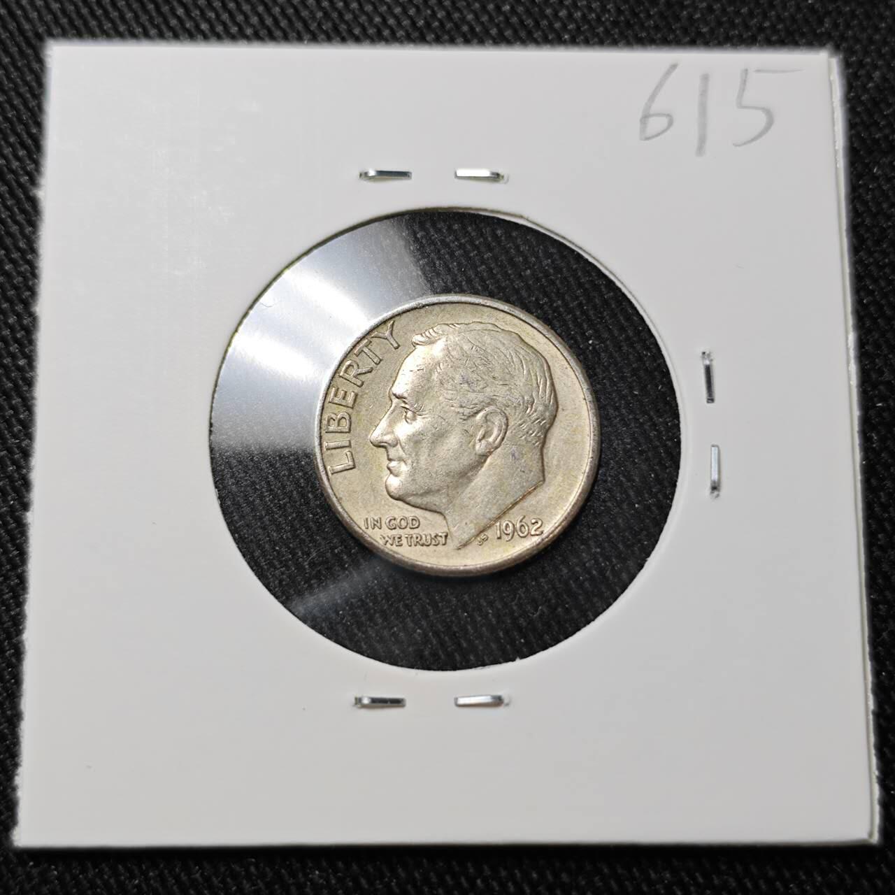 KK钱币收藏小铺 （套币 好品/批量散币 银币）专场  2月预留时间 周末发货  1962美国10分银币