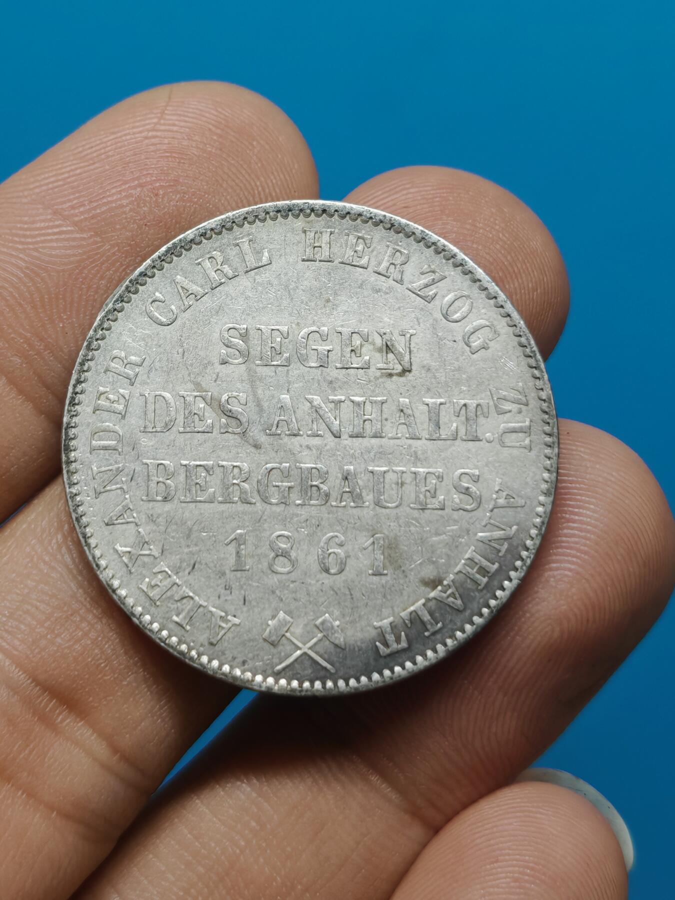 1861年德国安哈特贝恩堡小熊爬墙银币