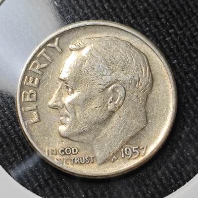 KK钱币收藏小铺 （套币 好品/批量散币 银币）专场  2月预留时间 周末发货 -    1957美国10分银币