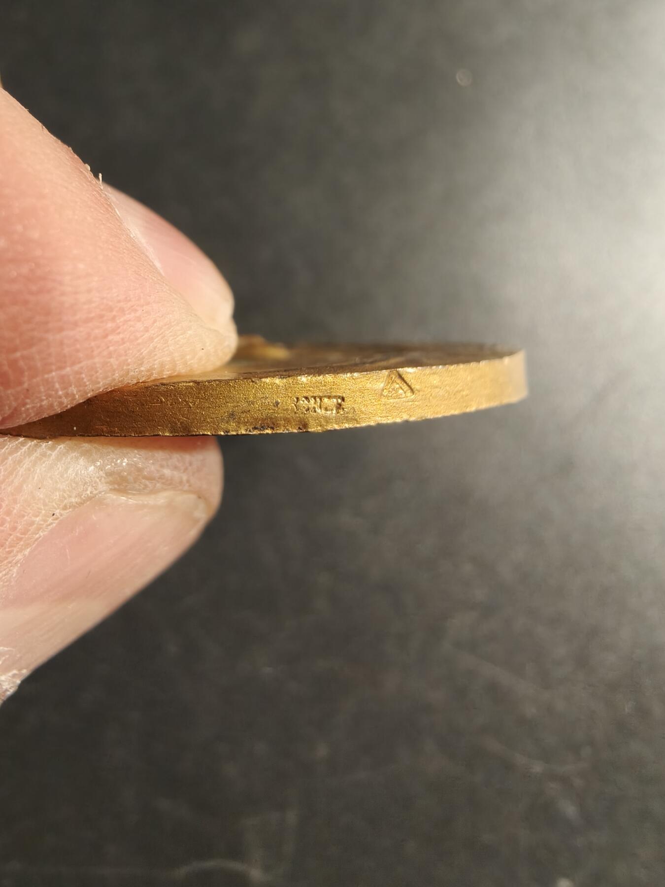 老王徽章第166期 法国孚日体育联盟镀金铜奖章     直径46mm.    重量38.7g