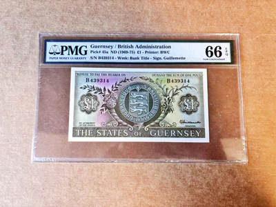 【Blue Auction】世界纸币精拍第756期——18级TOP拍卖/信誉/品质/专业/高效💫 - 根西 1969-75年1镑 PMG66EPQ 老壳