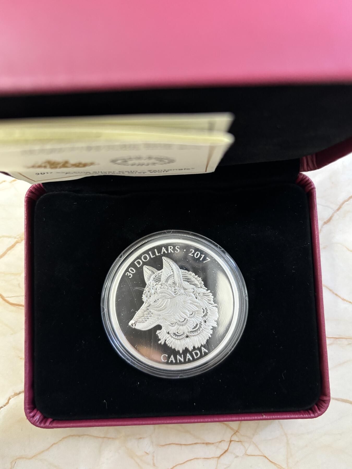 第183期拍卖 加拿大2017年禅绕艺术系列1大灰狼2盎司纪念银币，9999银，发行4000枚