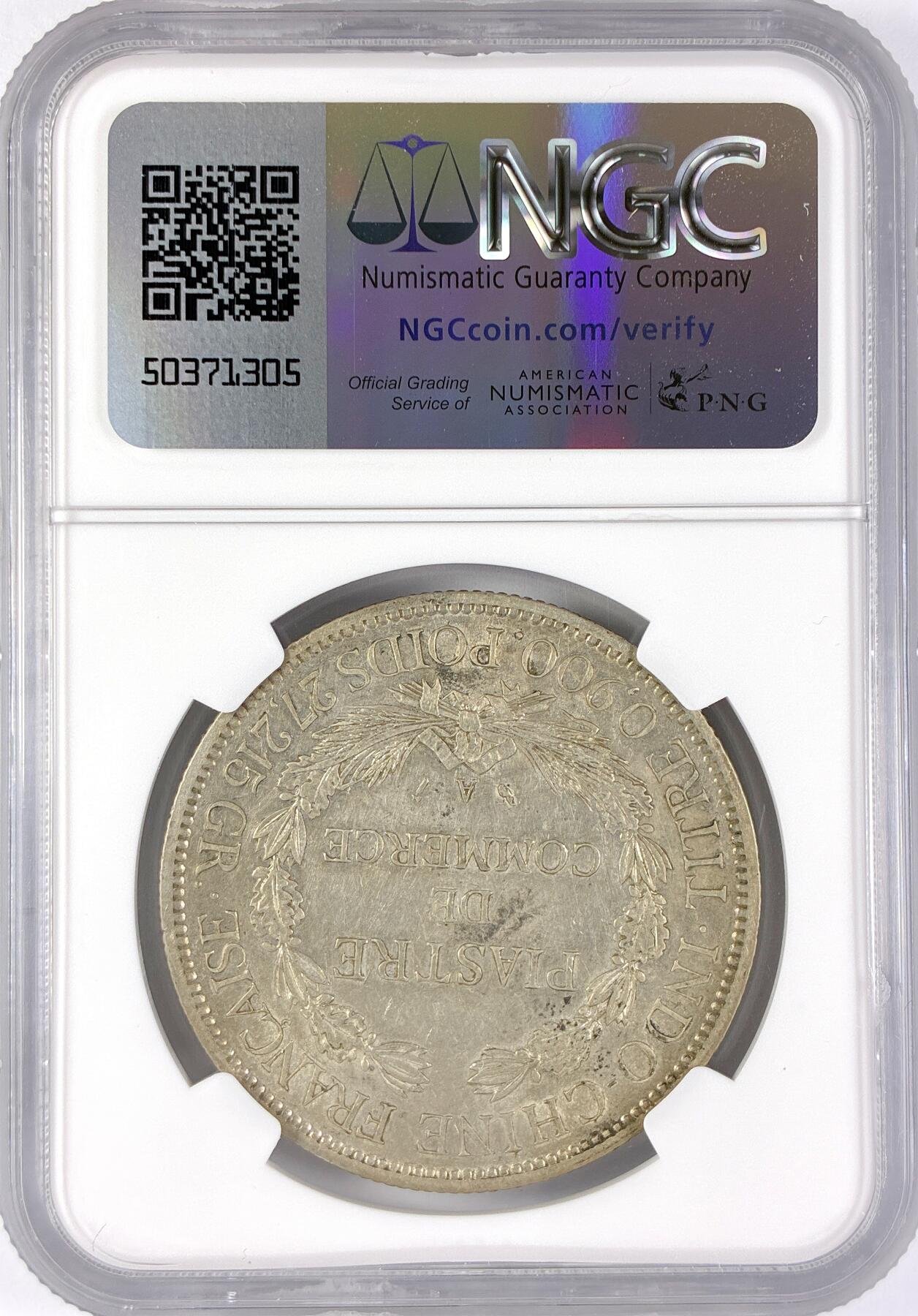 【雨安】【直播拍卖】【世界币章117期-评级币】2025-11-29 周六 19:30 保真 [评级亚洲] 贸易银 法国 法属印支 坐洋 1皮阿斯特 1894年  PCGS-AU