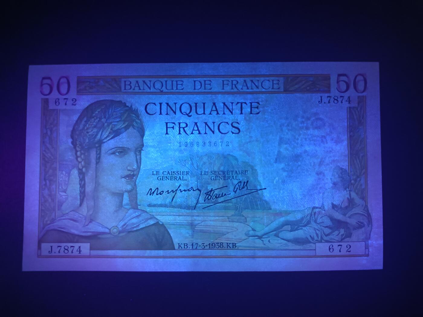 2025十一月第七期，总205期 法国1938年50法郎AUNC，农神和商业神，早期品种