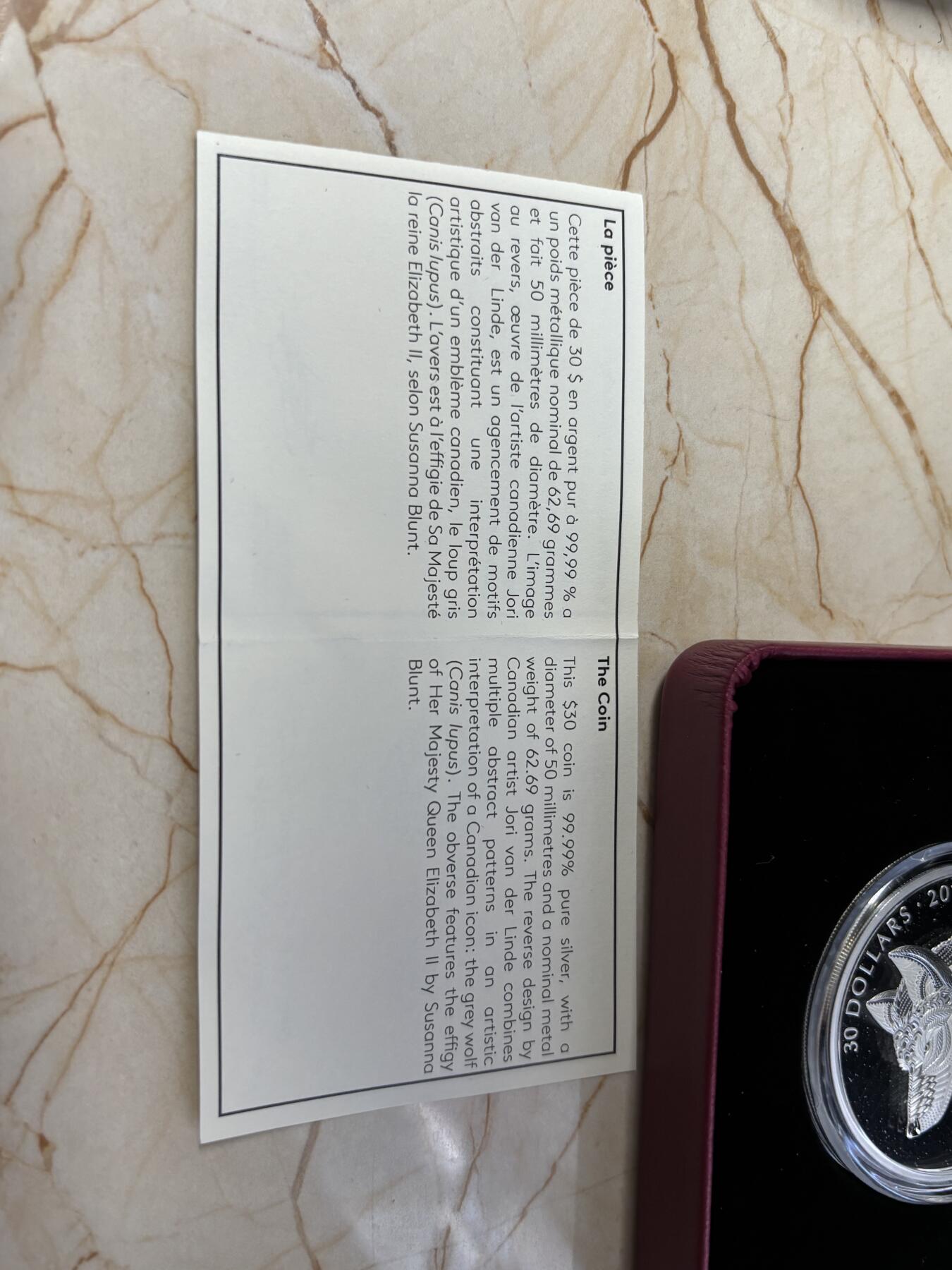 第183期拍卖 加拿大2017年禅绕艺术系列1大灰狼2盎司纪念银币，9999银，发行4000枚