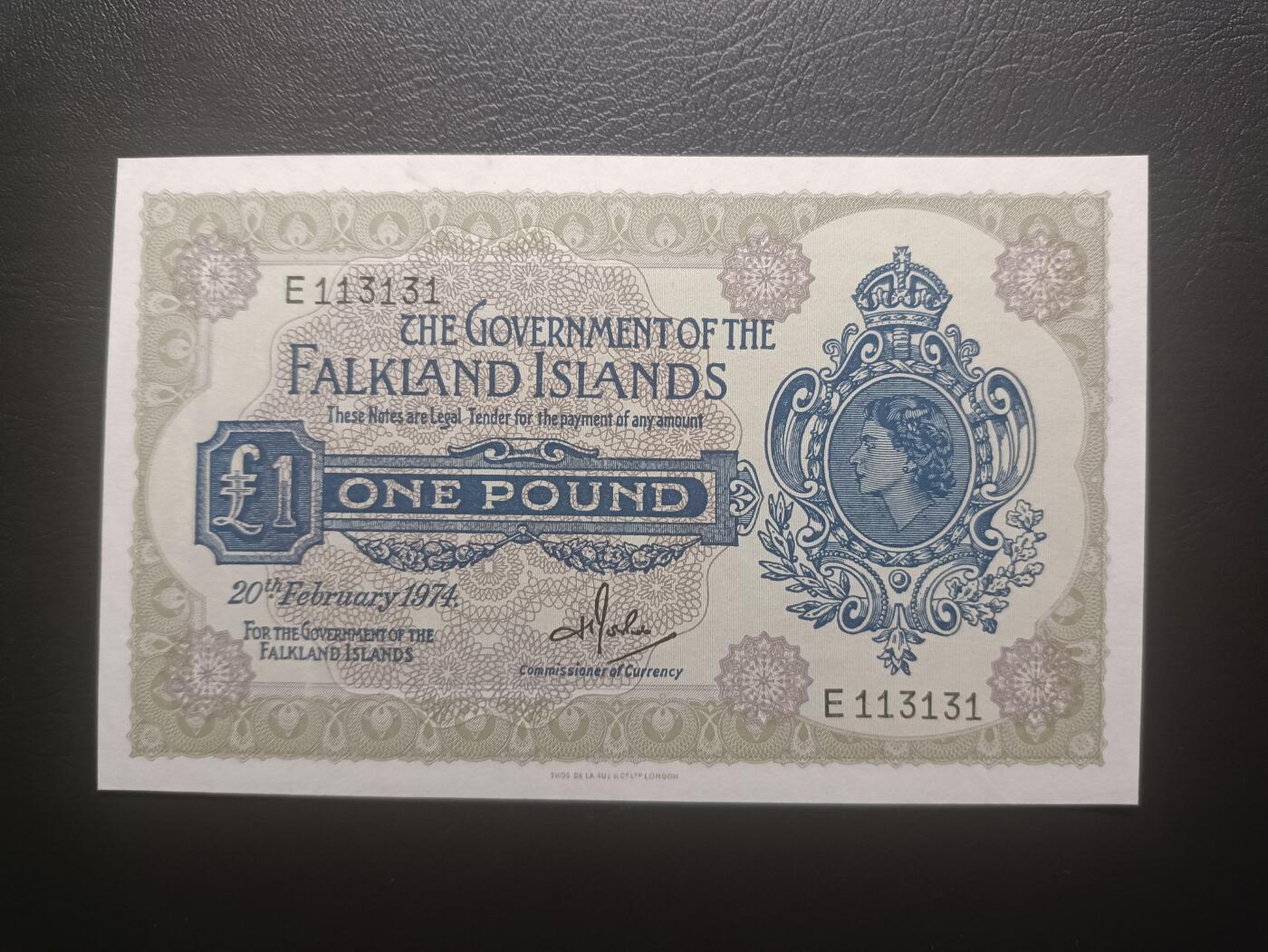2025十一月第七期，总205期 福克兰群岛1974年1镑UNC-无47数二，青年女王，少见早期品种