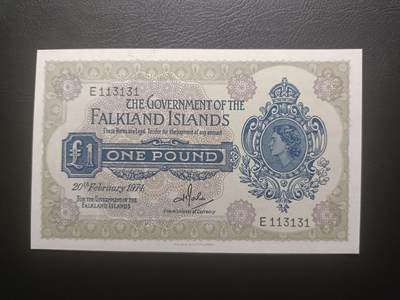 2025十一月第七期，总205期 - 福克兰群岛1974年1镑UNC-无47数二，青年女王，少见早期品种
