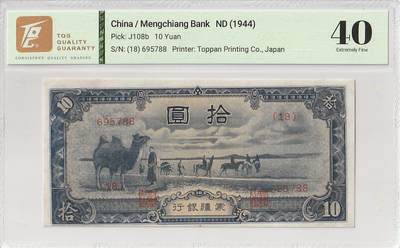 2025十一月第七期，总205期 - 蒙疆银行1944版拾圆TQG40分，骆驼队和云冈石窟，抗战时期日本在内蒙建立的傀儡政权“蒙疆联合自治政府”发行