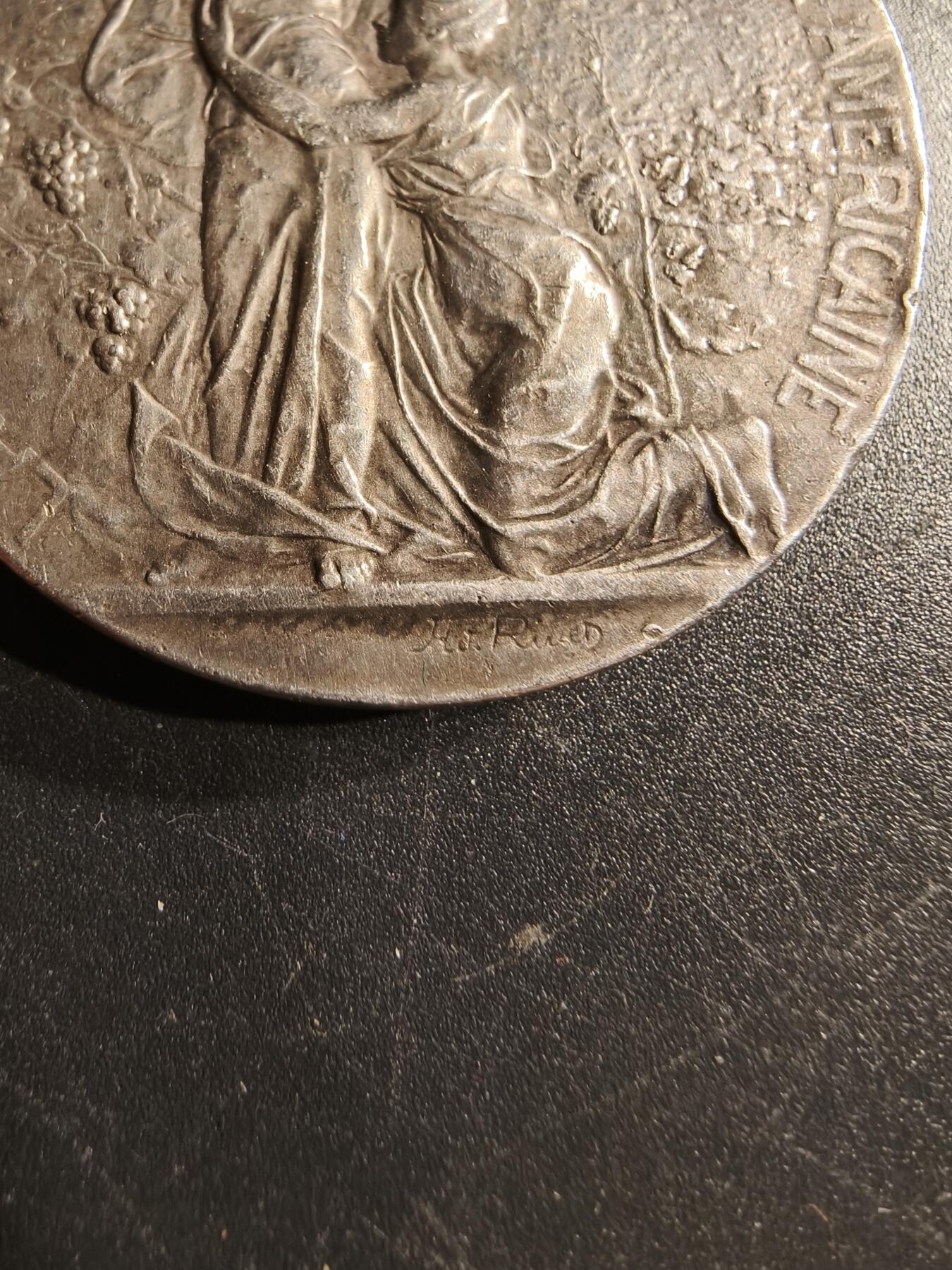 老王徽章第166期 法国农业协会百年大银章    原盒   大师里维特作品   950银   直径41mm.    重量36g