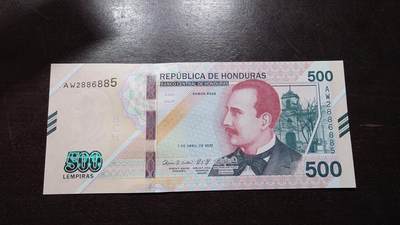 世界钱币～微拍第217期暨2025年第57期  近日新到货品少量 以及老库存一些 - 2022年洪都拉斯500 全新绝品无47尾号885
