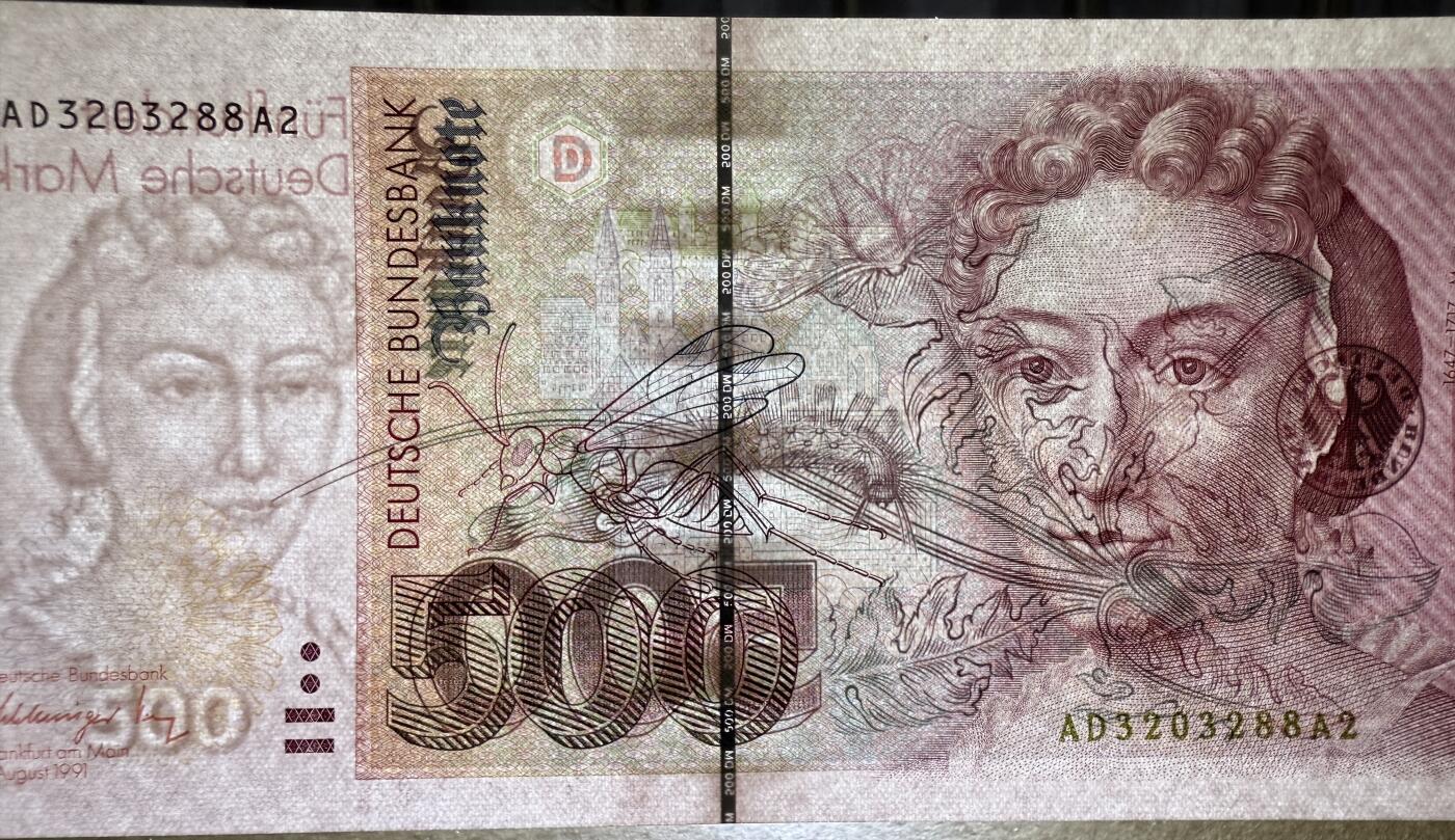 《艾美收藏》第222期-11.30周日外币畅拍 德国500马克 UNC 1991年 德国女画家梅里安 无47