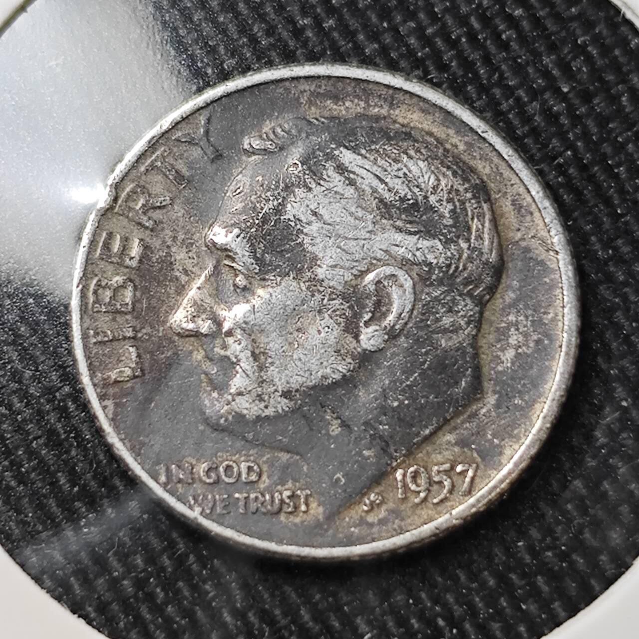 KK钱币收藏小铺 （套币 好品/批量散币 银币）专场  2月预留时间 周末发货    1957美国10分银币