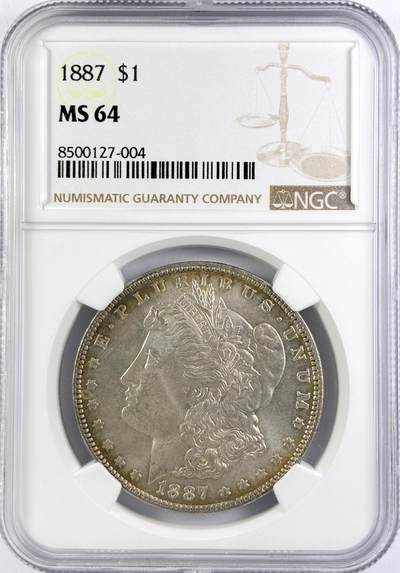 【雨安】【直播拍卖】【世界币章117期-评级币】2025-11-29 周六 19:30 保真 - [评级美洲] USA 美国 1美元 (1878-1921) 摩根 1887年  NGC-MS64